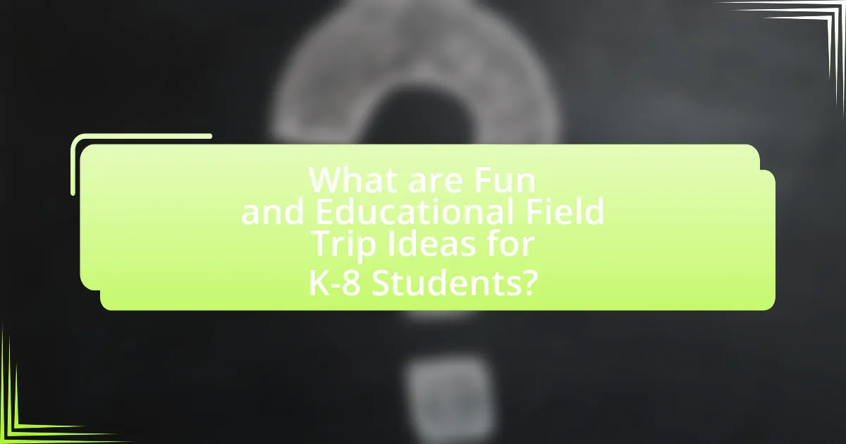 What are Fun and Educational Field Trip Ideas for K-8 Students?